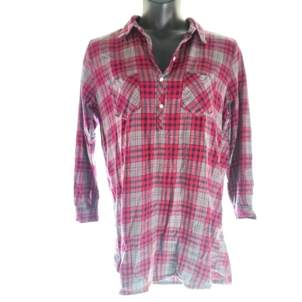 AERIE Plaid Nightshirt 100% Cotton EUC ❤️ - Picture 2 of 11